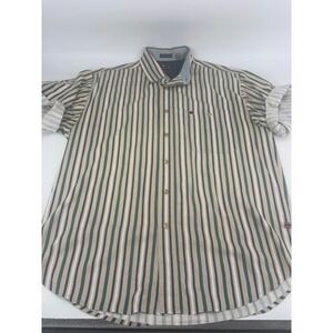 Bugle Boy‎ Classics Mens Striped Short Sleeve Button Down Shirt Size M Cotton